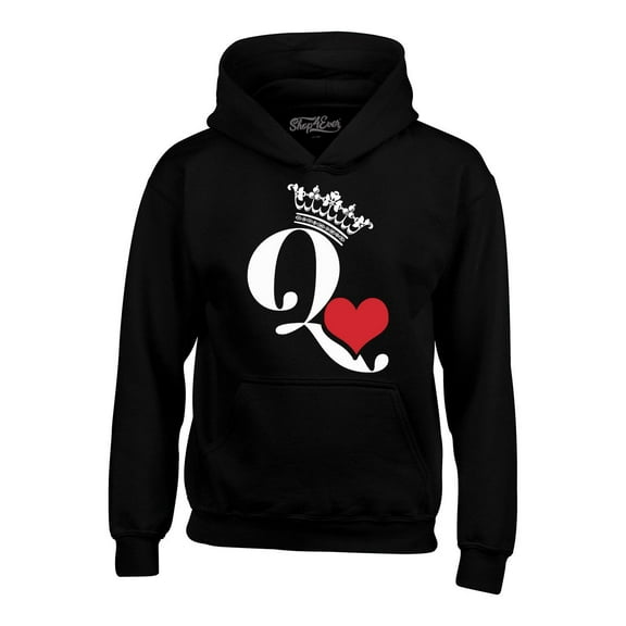 Shop4Ever Men's Queen of Hearts Hooded Sweatshirt Hoodie XXXX-Large Black