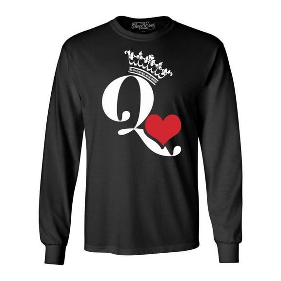 Shop4Ever Men's Queen of Hearts Long Sleeve Shirt X-Large Black
