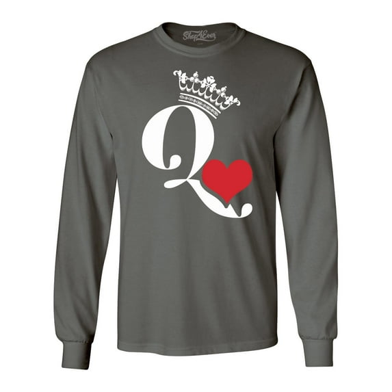 Shop4Ever Men's Queen of Hearts Long Sleeve Shirt XXX-Large Charcoal