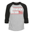 thumbnail image 1 of Shop4Ever Men's Reagan Bush '84 Retro President Campaign Raglan Baseball Shirt X-Large Heather Grey/Black, 1 of 4