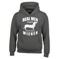 thumbnail image 1 of Shop4Ever Men's Real Men Play with Their Weiner Funny Dachshund Dog Hooded Sweatshirt Hoodie Large Charcoal, 1 of 5