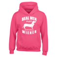 thumbnail image 1 of Shop4Ever Men's Real Men Play with Their Weiner Funny Dachshund Dog Hooded Sweatshirt Hoodie Medium Heliconia Pink, 1 of 5