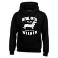 thumbnail image 1 of Shop4Ever Men's Real Men Play with Their Weiner Funny Dachshund Dog Hooded Sweatshirt Hoodie XXX-Large Black, 1 of 5