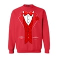 thumbnail image 1 of Shop4Ever Men's Red Bow Tie Classic Tuxedo with Rose Flower Crewneck Sweatshirt Small Red, 1 of 5