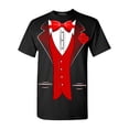 thumbnail image 1 of Shop4Ever Men's Red Bow Tie Classic Tuxedo with Rose Flower Graphic T-shirt XXX-Large Black, 1 of 5