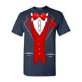 thumbnail image 1 of Shop4Ever Men's Red Bow Tie Classic Tuxedo with Rose Flower Graphic T-shirt XXX-Large Navy, 1 of 5