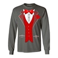 thumbnail image 1 of Shop4Ever Men's Red Bow Tie Classic Tuxedo with Rose Flower Long Sleeve Shirt X-Large Charcoal, 1 of 5