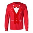 thumbnail image 1 of Shop4Ever Men's Red Bow Tie Classic Tuxedo with Rose Flower Long Sleeve Shirt X-Large Red, 1 of 5