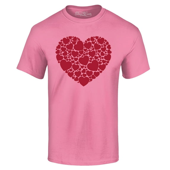 Shop4Ever Men's Red Heart Love Cloud Valentine's Day Graphic T-shirt Large Azalea Pink