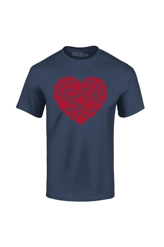 Men's Red Heart Love Cloud Valentine's Day Graphic T-shirt Large Navy