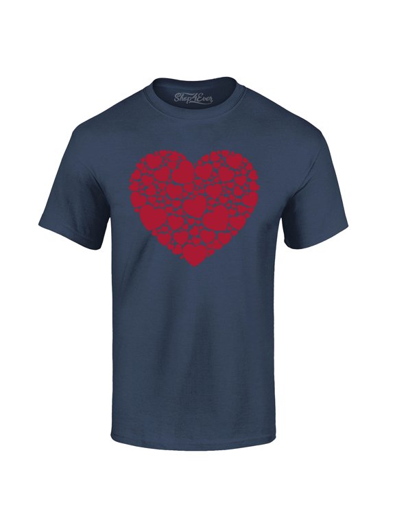 Men's Red Heart Love Cloud Valentine's Day Graphic T-shirt Medium Navy