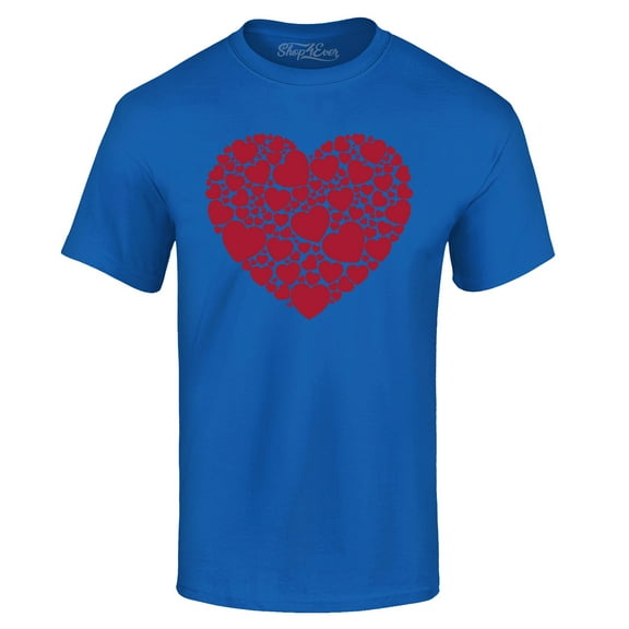 Shop4Ever Men's Red Heart Love Cloud Valentine's Day Graphic T-shirt XXXX-Large Royal Blue