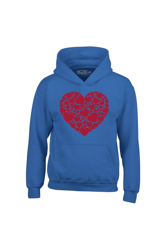 Men's Red Heart Love Cloud Valentine's Day Hooded Sweatshirt Hoodie Large Royal Blue