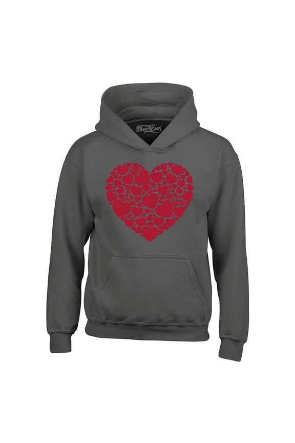 Men's Red Heart Love Cloud Valentine's Day Hooded Sweatshirt Hoodie Medium Charcoal