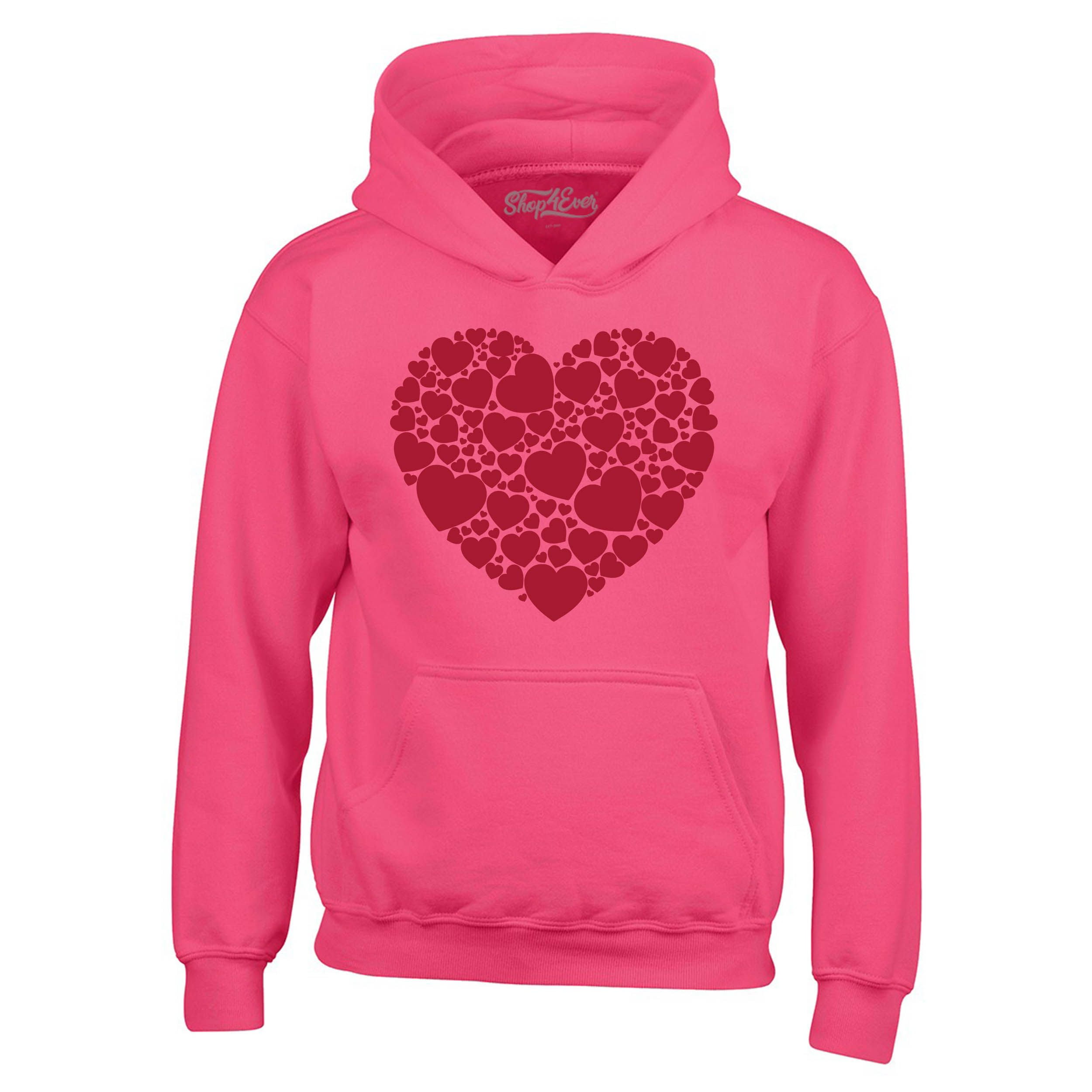 Shop4Ever Men s Red Heart Love Cloud Valentine s Day Hooded Sweatshirt Hoodie Medium Heliconia Pink