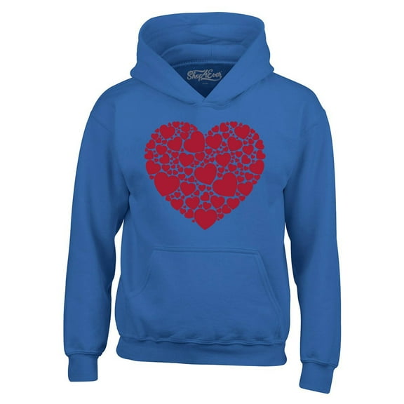 Shop4Ever Men's Red Heart Love Cloud Valentine's Day Hooded Sweatshirt Hoodie Medium Royal Blue