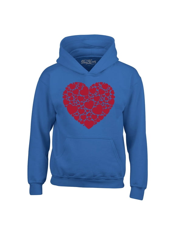 Men's Red Heart Love Cloud Valentine's Day Hooded Sweatshirt Hoodie X-Large Royal Blue
