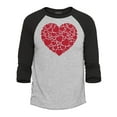 thumbnail image 1 of Shop4Ever Men's Red Heart Love Cloud Valentine's Day Raglan Baseball Shirt XXX-Large Heather Grey/Black, 1 of 4