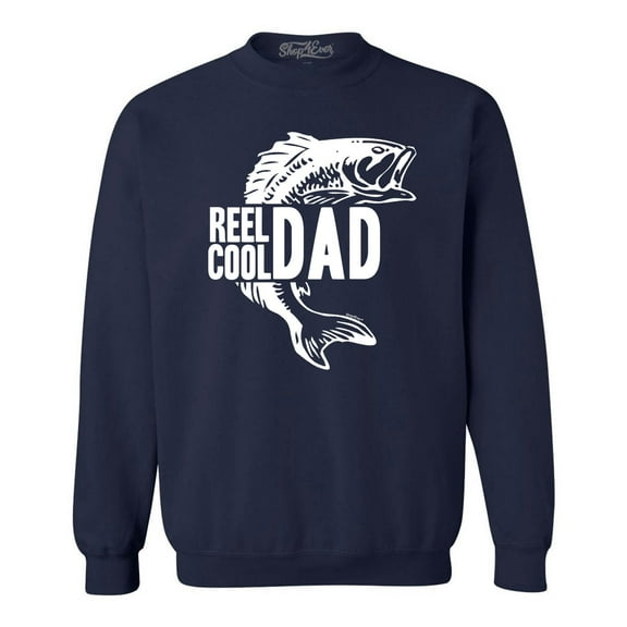 Shop4Ever Men's Reel Cool Dad Crewneck Sweatshirt XX-Large Navy