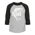 thumbnail image 1 of Shop4Ever Men's Reel Cool Dad Fishing Gift for Father Raglan Baseball Shirt Large Heather Grey/Black, 1 of 4