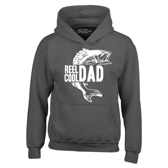 Shop4Ever Men's Reel Cool Dad Hooded Sweatshirt Hoodie Large Charcoal