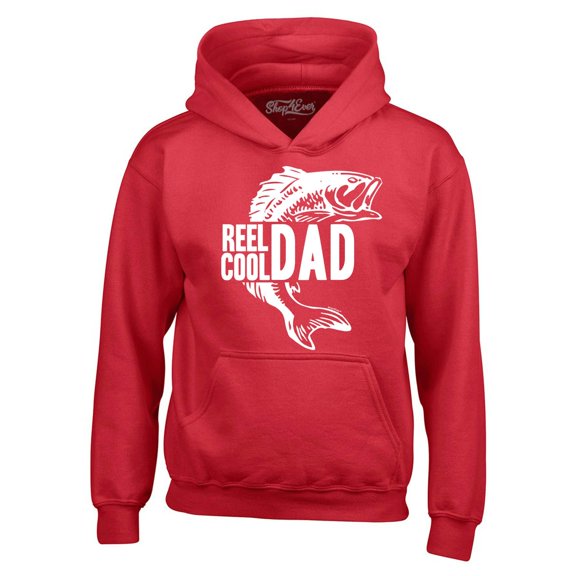 Shop4Ever Men's Reel Cool Dad Hooded Sweatshirt Hoodie Large Red