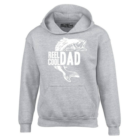 Shop4Ever Men's Reel Cool Dad Hooded Sweatshirt Hoodie Large Sports Grey