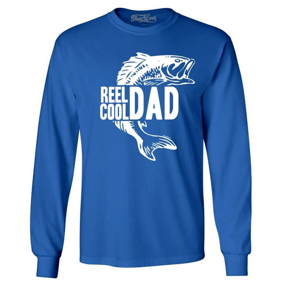 Shop4Ever Men's Reel Cool Dad Long Sleeve Shirt Large Royal Blue