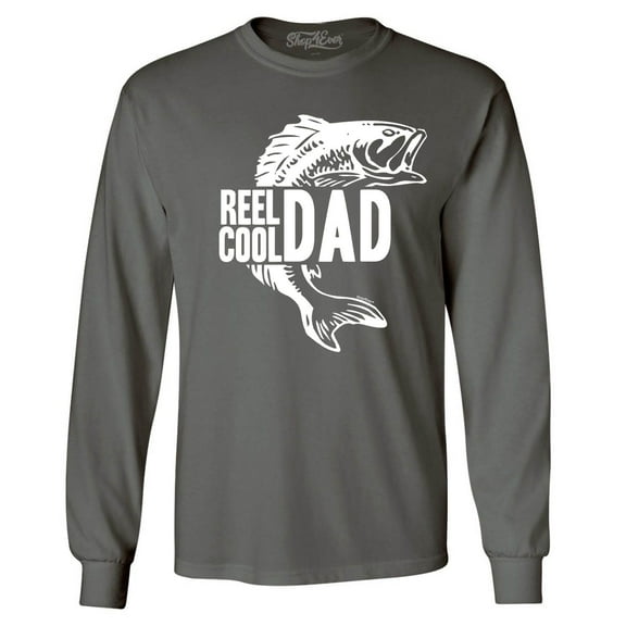 Shop4Ever Men's Reel Cool Dad Long Sleeve Shirt Small Charcoal
