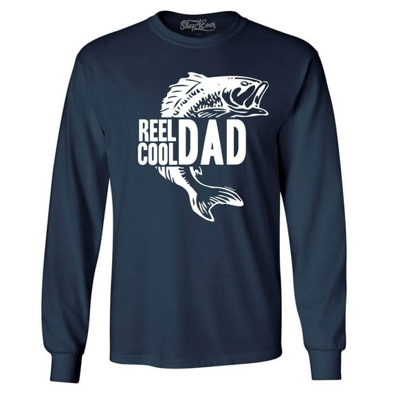 Shop4Ever Men's Reel Cool Dad Long Sleeve Shirt X-Large Navy