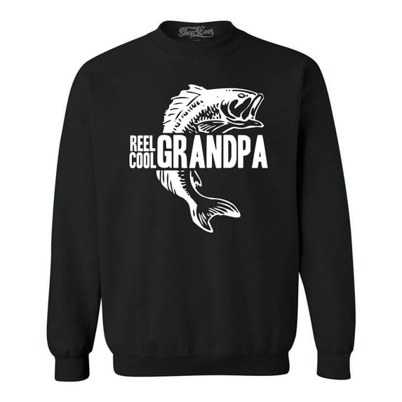 Shop4Ever Men's Reel Cool Grandpa Crewneck Sweatshirt Medium Black