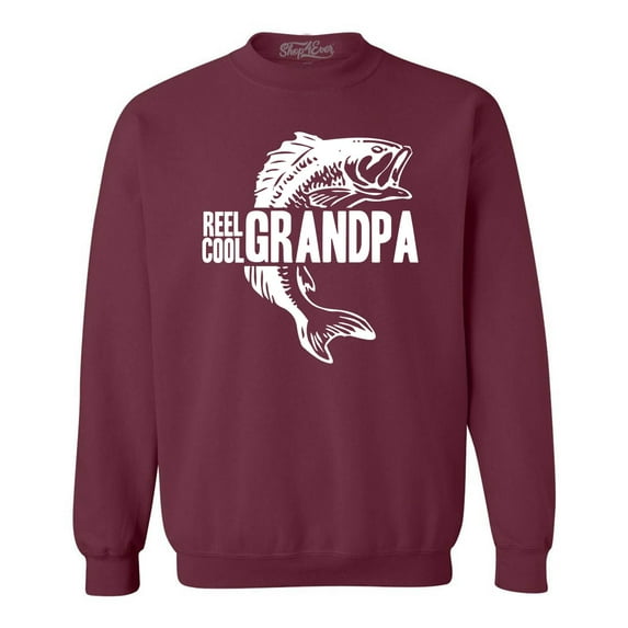 Shop4Ever Men's Reel Cool Grandpa Crewneck Sweatshirt Medium Maroon