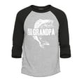 thumbnail image 1 of Shop4Ever Men's Reel Cool Grandpa Fishing Bass Raglan Baseball Shirt Large Heather Grey/Black, 1 of 4