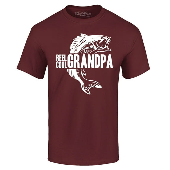 Shop4Ever Men's Reel Cool Grandpa Graphic T-shirt Medium Maroon