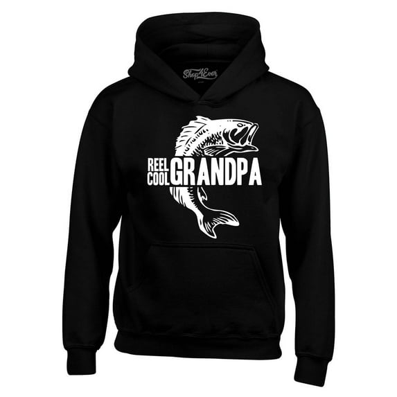 Shop4Ever Men's Reel Cool Grandpa Hooded Sweatshirt Hoodie XXXXX-Large Black