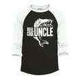 thumbnail image 1 of Shop4Ever Men's Reel Cool Uncle Fishing Bass Raglan Baseball Shirt XXX-Large Black/White, 1 of 4