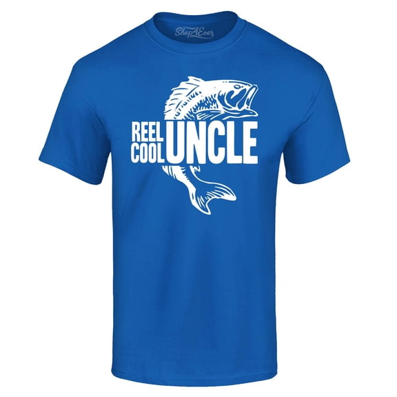 Shop4Ever Men's Reel Cool Uncle Graphic T-shirt Large Royal Blue