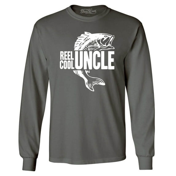 Shop4Ever Men's Reel Cool Uncle Long Sleeve Shirt Large Charcoal