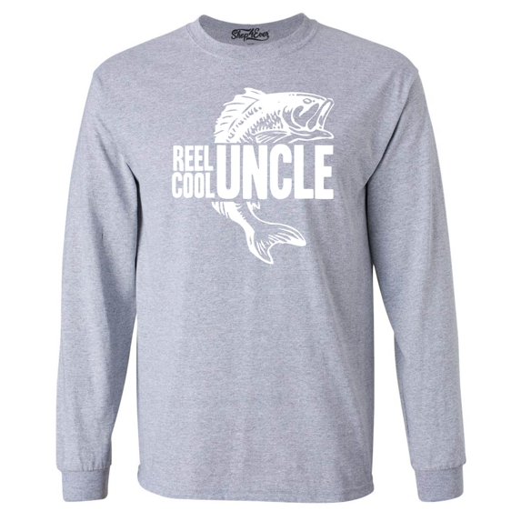 Shop4Ever Men's Reel Cool Uncle Long Sleeve Shirt X-Large Sports Grey