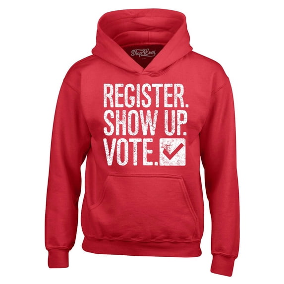 Shop4Ever Men's Register Show Up Vote Political Hooded Sweatshirt Hoodie Small Red