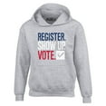 thumbnail image 1 of Shop4Ever Men's Register Show Up Vote Political Red White Blue Hooded Sweatshirt Hoodie XXX-Large Sports Grey, 1 of 5