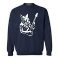 thumbnail image 1 of Shop4Ever Men's Rocker Kitty Cat Playing Guitar Crewneck Sweatshirt Medium Navy, 1 of 5