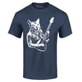 thumbnail image 1 of Shop4Ever Men's Rocker Kitty Cat Playing Guitar Graphic T-shirt Large Navy, 1 of 5