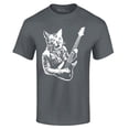 thumbnail image 1 of Shop4Ever Men's Rocker Kitty Cat Playing Guitar Graphic T-shirt Medium Charcoal, 1 of 5