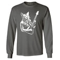 thumbnail image 1 of Shop4Ever Men's Rocker Kitty Cat Playing Guitar Long Sleeve Shirt XXX-Large Charcoal, 1 of 5