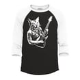 thumbnail image 1 of Shop4Ever Men's Rocker Kitty Cat Playing Guitar Raglan Baseball Shirt Medium Black/White, 1 of 4