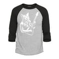 thumbnail image 1 of Shop4Ever Men's Rocker Kitty Cat Playing Guitar Raglan Baseball Shirt X-Small Heather Grey/Black, 1 of 4