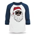 thumbnail image 1 of Shop4Ever Men's Santa Claus Wearing Sunglasses Christmas Xmas Raglan Baseball Shirt Large White/Kelly, 1 of 4