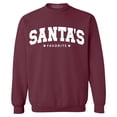 thumbnail image 1 of Shop4Ever Men's Santa's Favorite Varsity Style Christmas Crewneck Sweatshirt Small Maroon, 1 of 5