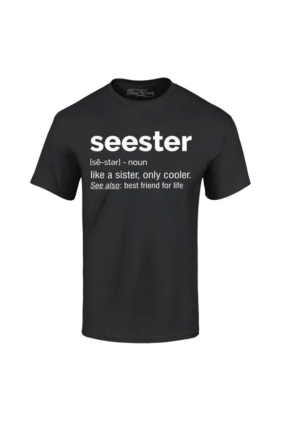 Men's Seester Definition Like a Sister Only Cooler Graphic T-shirt Small Black
